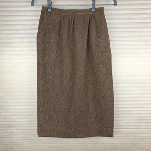 Vintage (1980) Custom Made Academia Preppy Tweed Wool Pencil Skirt Old Money